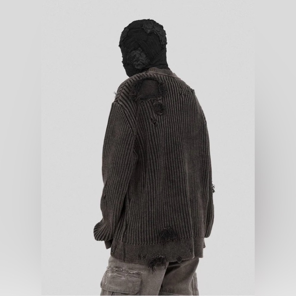UNDERWATER Wasteland RIPPED Sweater Charcoal //Distressed Sweater Sz L NWT - Picture 10 of 16